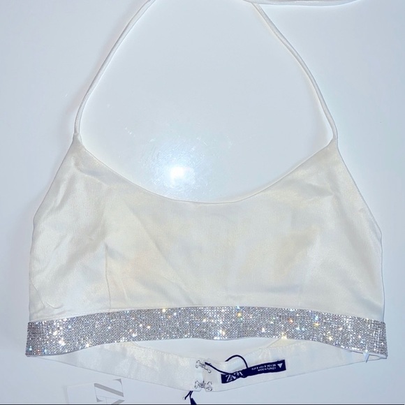 ZARA Shimmery rhinestones crop top - Picture 9 of 9